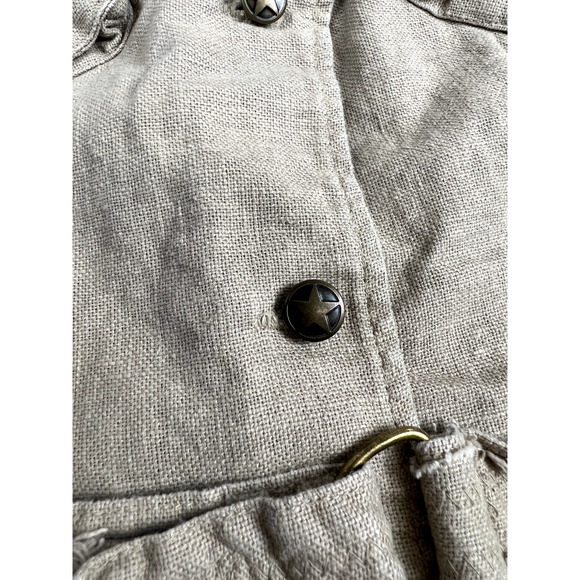 Y2K Utility Linen Vest Tan Safari Vibes Outdoorsy Core Sz S - Picture 6 of 12